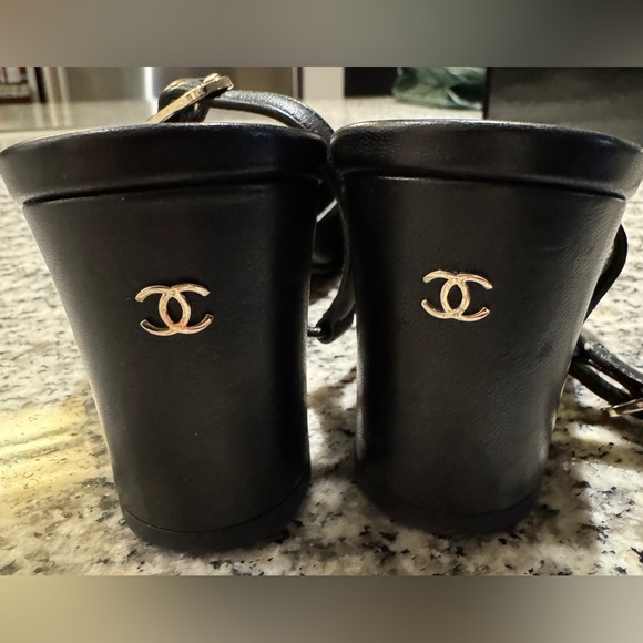 Chanel satin & lambskin leather slings - Picture 5 of 7